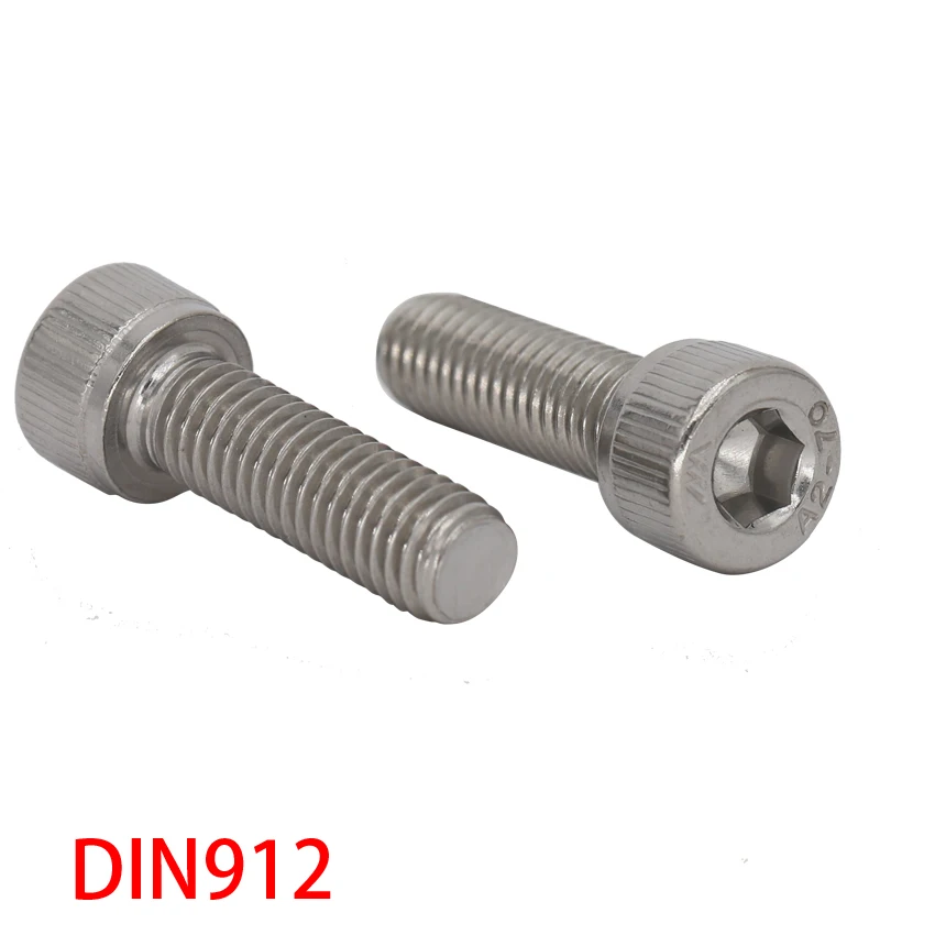 M6 Metric Thread L=8-100-150-180-200mm DIN912 Black 12.9 Grade 304 Stainless Steel Allen Hex Hexagon Socket Cap Head Screw Bolt