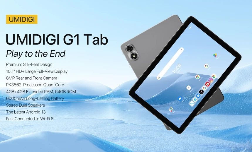 2025 UMIDIGI G1 Tab, CPU T616 120Hz 10.1-inch, 6000mAh Battery, Latest Android 13 OS, cost-effective tablet, 4GB RAM, 64GB ROM