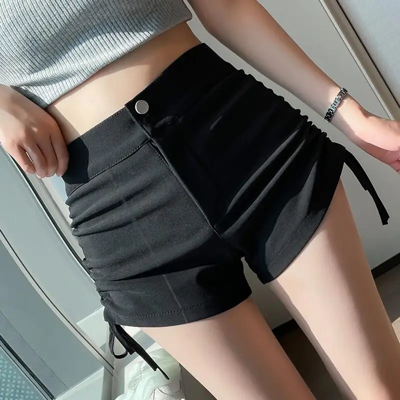 Shorts for Women with High Waists Fashion Design Small Hot Drawstrings Pleated Casual Wide-leg Pants