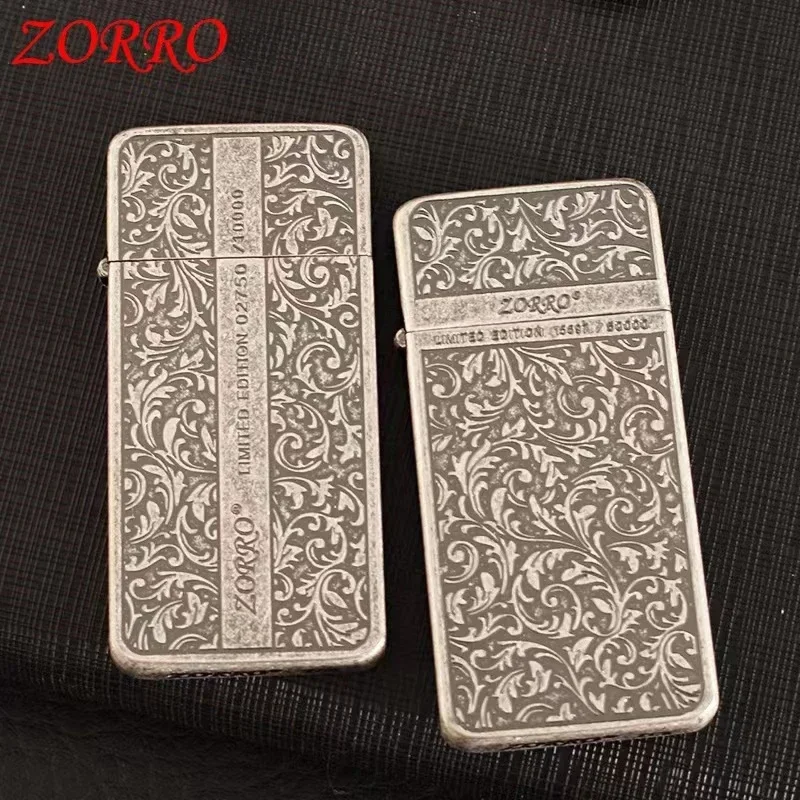 ZORRO Thin Section Kerosine Lighter Two-color Model Grinding Wheel Ignitionr Pattern Novel Creative Compact Gifts For Men 8mm