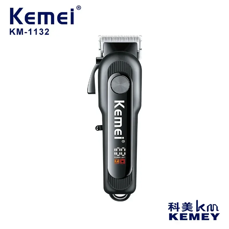 kemei KM-1132 high-power salon professional men's cordless electric hair clipper, USB charging LCD digital hair clipper