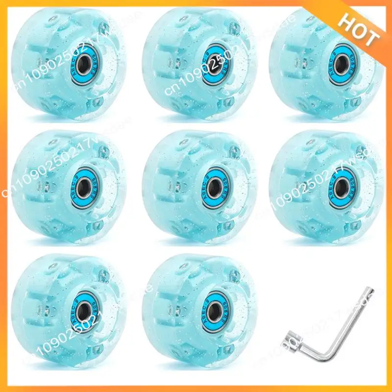 X08A 8 Piece Glitter Light Up Roller Skate Wheels Luminous Skate Wheels With Bearings Installed 58X32mm 82A