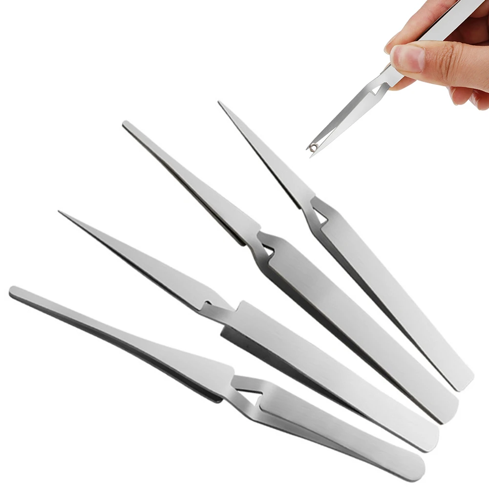 Fixed Self-Locking Inverse Tweezers In Stainless Steel Reverse Action Clamp For Small Parts Circuit Board And Phone Maintenance