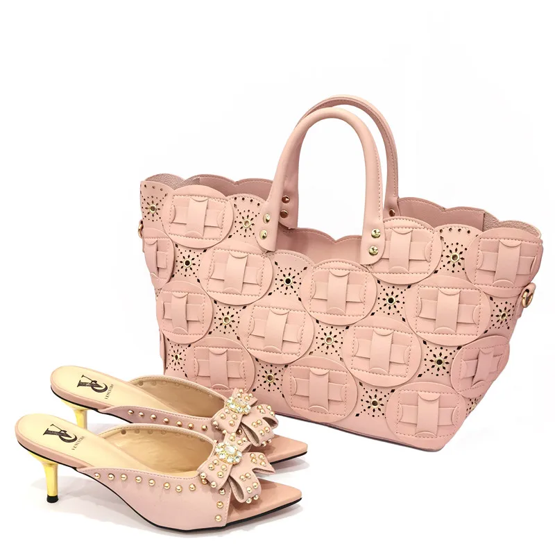 Italian Design Leopard Spots Pattern Shoes Women and Bag Matching Set Patent Leather For Party Fashion Comfortable Middle
