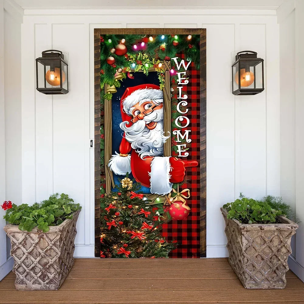 DurableChristmas Door Sticker Self-adhesive Removable Wall Sticker, Living Room Bedroom Renovation Home Decoration Sticker PVC M