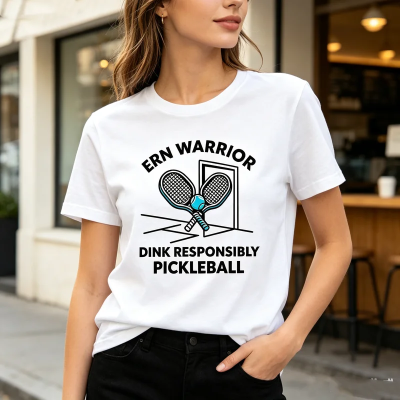Pickleball T-Shirt Ern Warrior Dink Responsibly Funny Vintage Retro Graphic Tee for Men Women Players Casual Streetwear Gift