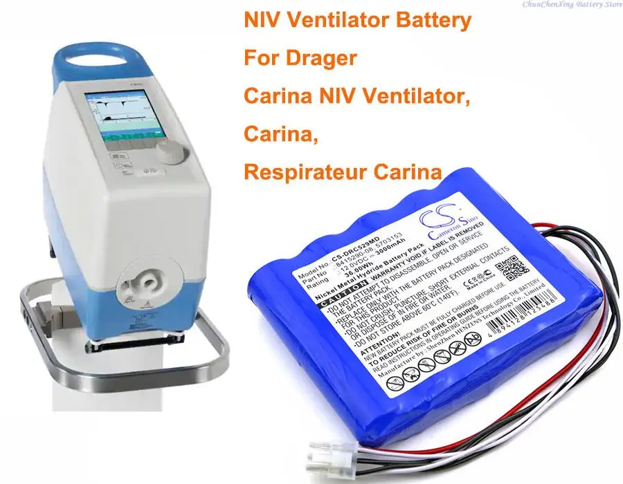 

3000mAh Medical Battery for Drager Carina NIV Ventilator, Carina, Respirateur Carina