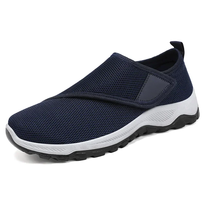 Sapato de malha casual respirável masculino, sapato único passo em velcro, versátil e confortável, novo, outono