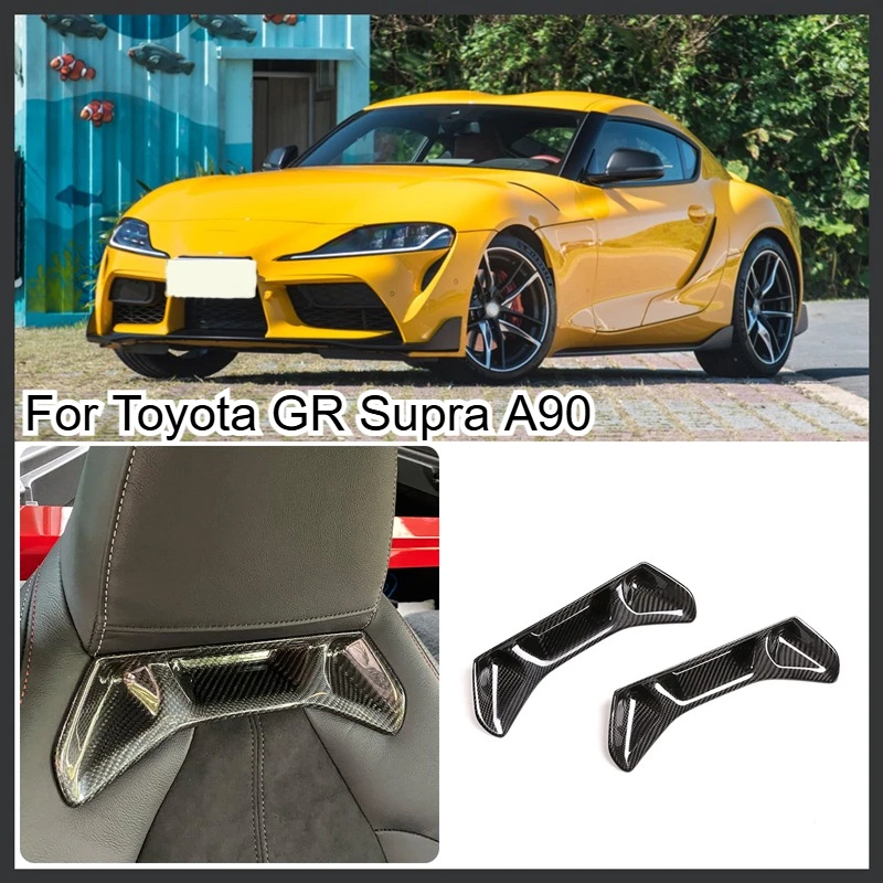 لتويوتا GR Supra A90 2019-2022 ألياف الكربون الأحمر نمط سيارة المقعد الأمامي الخلفي غطاء الكسوة ملصق اكسسوارات السيارات الفقرة السيارات