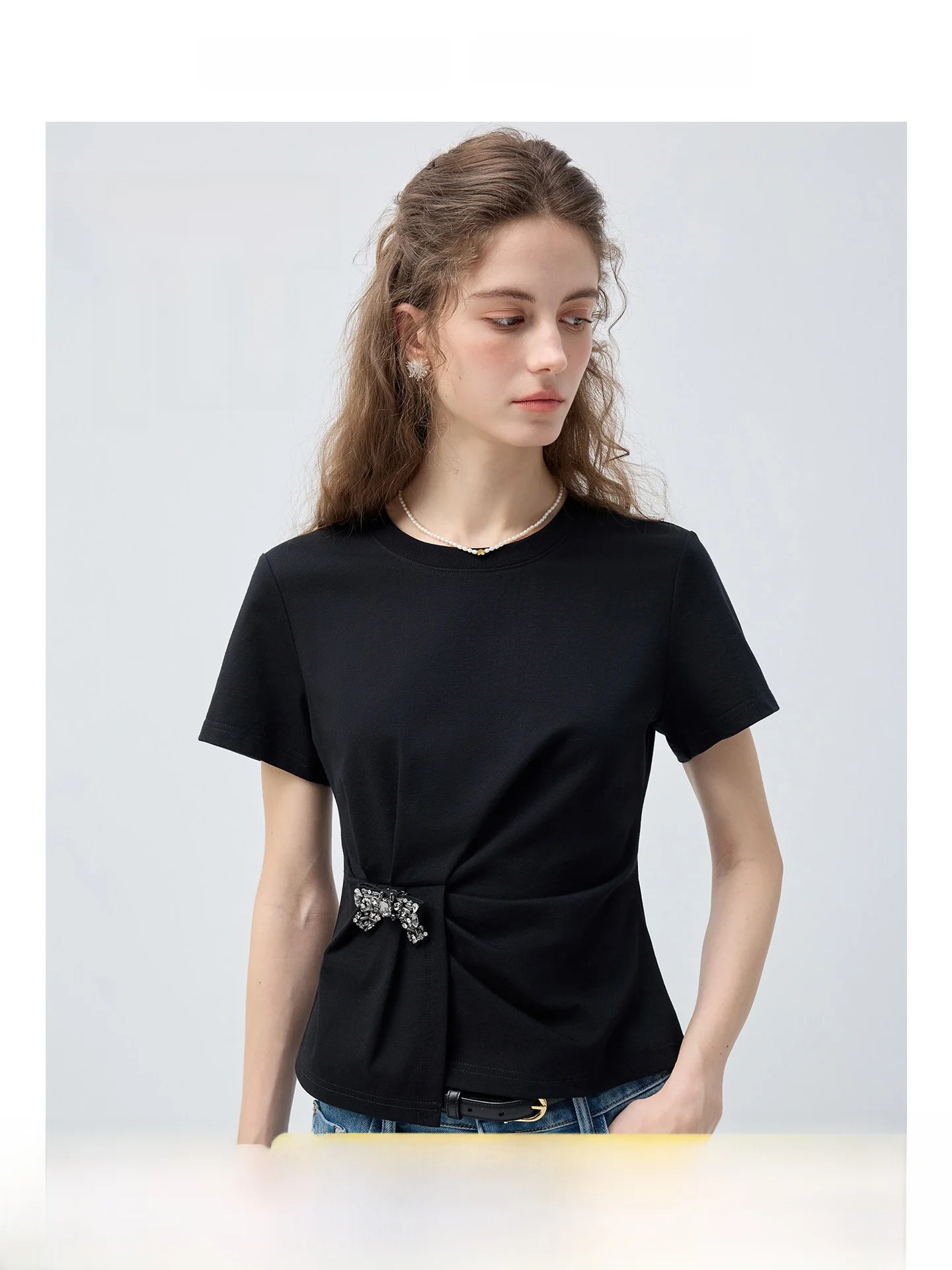 

plus Size Women's round Neck T-Shirt Slim Fit Short Sleeve Summer Versatile Clothes for Plump MM Commute Style Korean Version