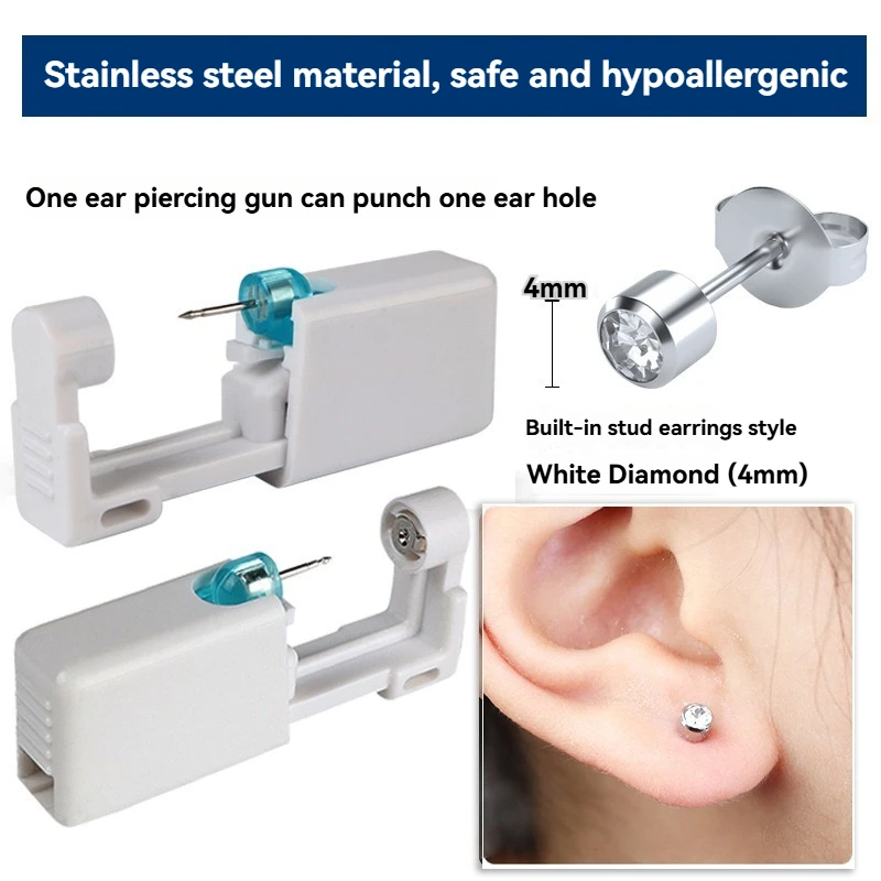 Disposable Sterile Ear Piercing Gun Kit Cartilage Tragus Helix Piercing Tool No Pain Piercer With Stud Earrings Body Jewelry Set