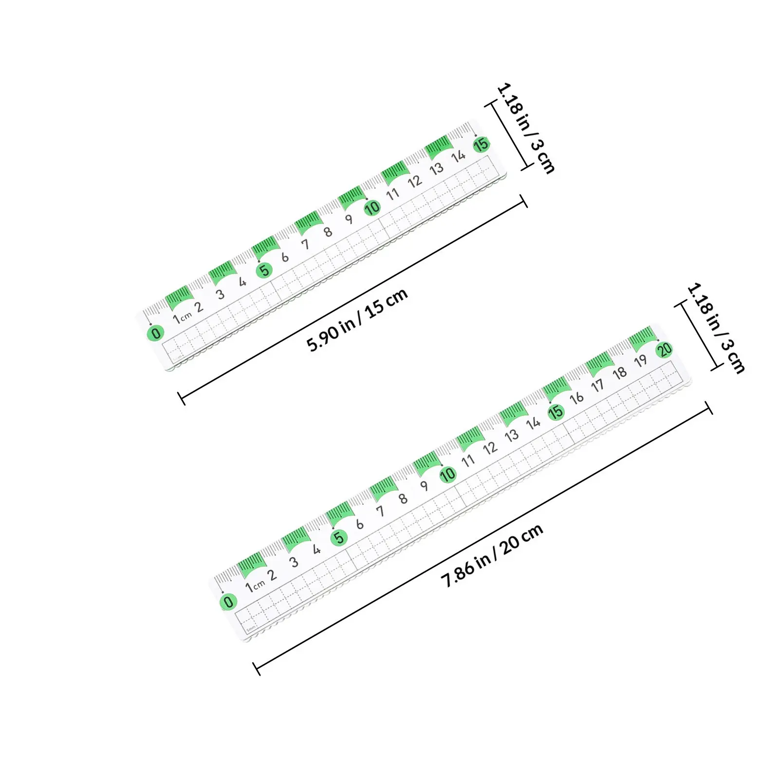 Straight Ruler Set 10 Piece Color Block Precision Measuring Tool for Drafting Architecture Engineering Art