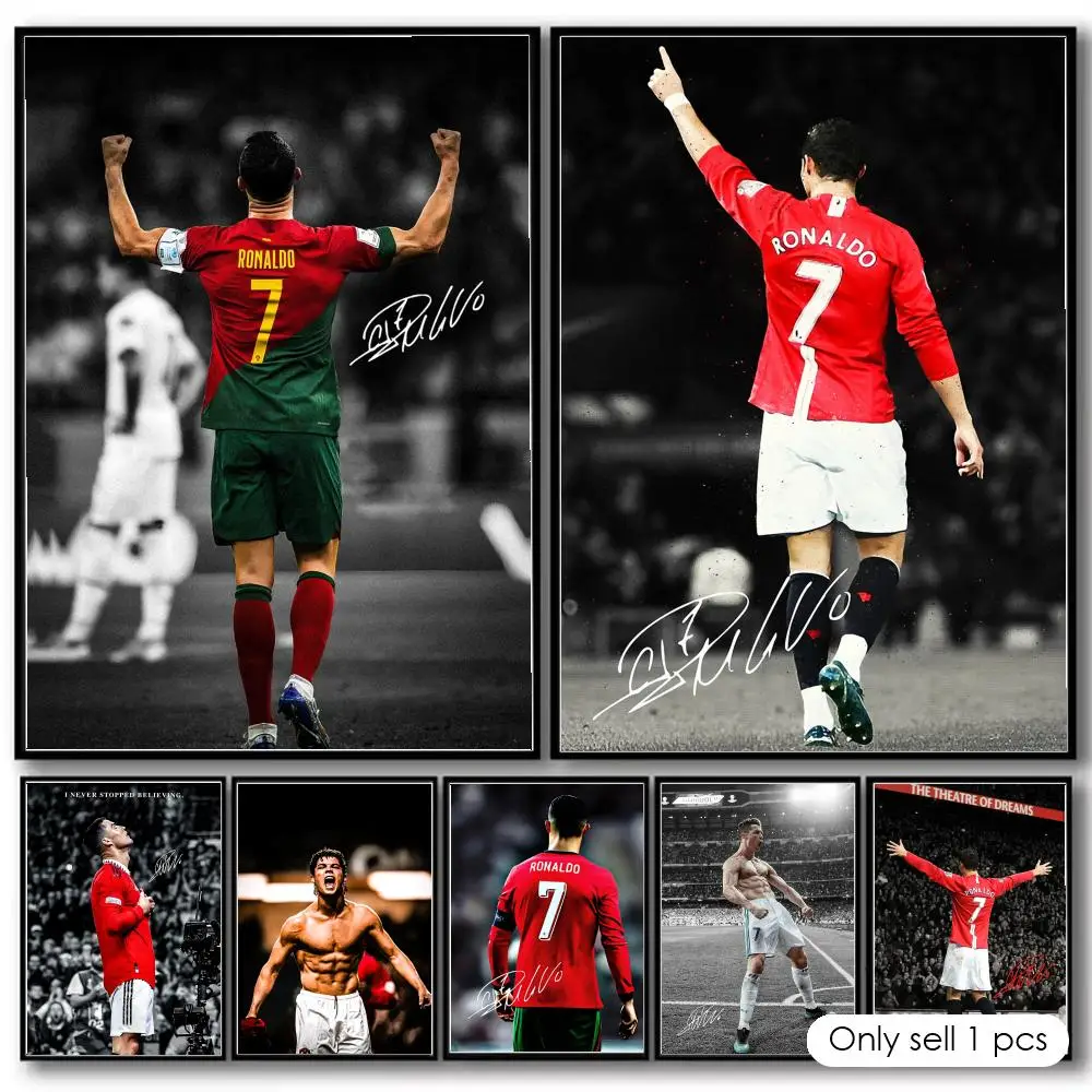 Pôster Decorativo de Atleta C_Cristiano R_Ronaldo, Adesivos de Arte de Parede, Impressão de Foto para Decoração de Sala de Estar e Corredor