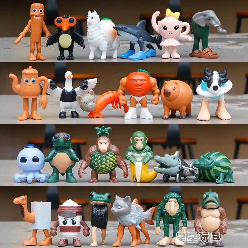 Um conjunto completo de brinquedos estrangeiros "Shan Hai Jing", figuras engraçadas de palitos de madeira, estatuetas da moda de coco Kapi Bala e presentes decorativos