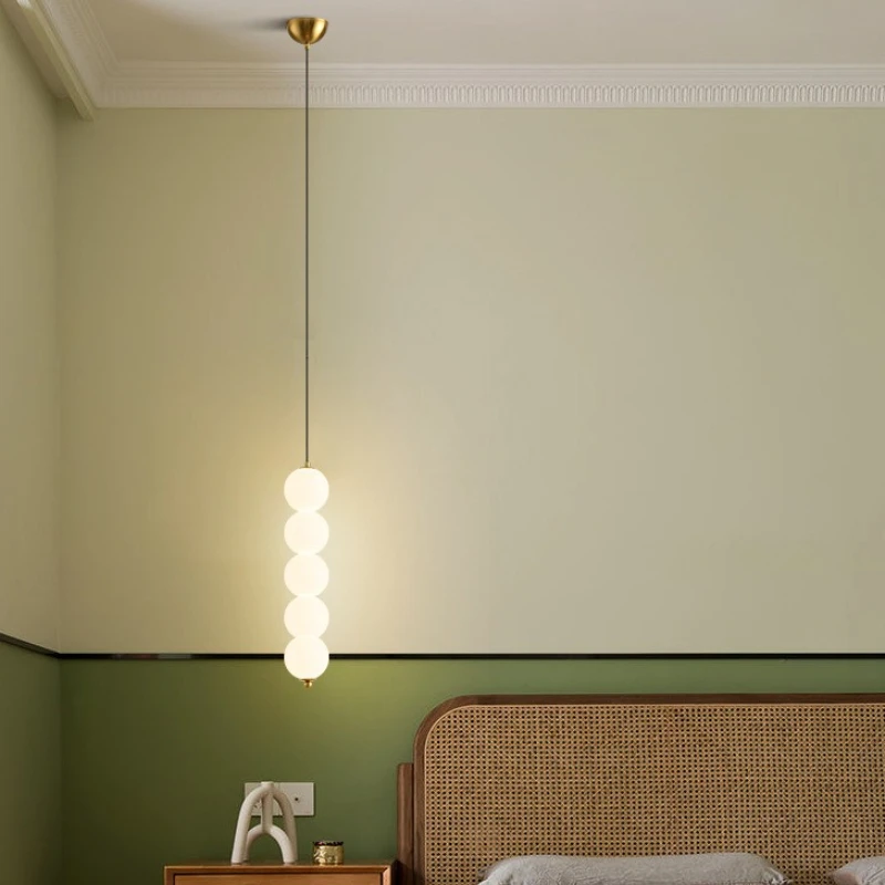 Nordic Cream Wind Pendant Lamp LED Creative Ball Tomatoes on Sticks Small Chandelier Modern Minimalist Bedroom Bedside Lights