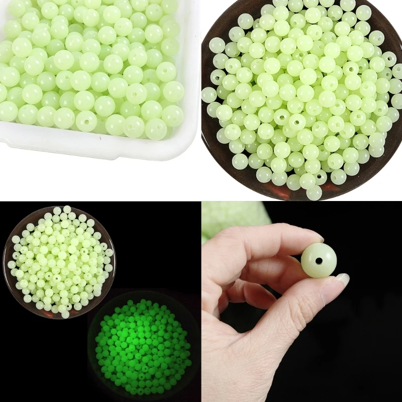 100Pcs NonSlip Luminously Fishing Beads Round Space Beans Hard Fishing Beads Stopper Fishing Tackle Tool Enduring