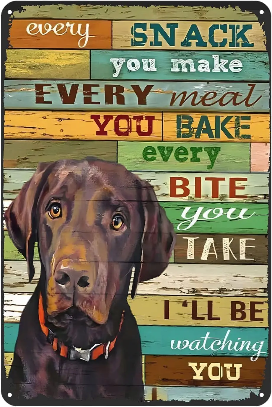 Chocolate Labrador Metal Sign Rustic Decoration Vintage Tin Sign Home Kitchen Bar Cafe Club Cave Wall Decor Dog Tin Sign