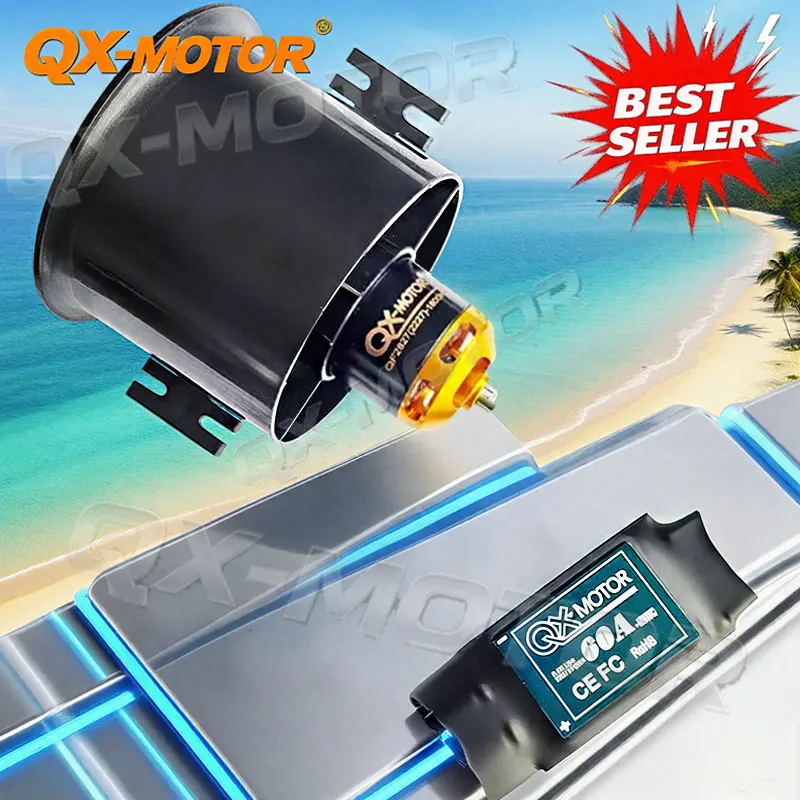

QX-MOTOR Brushless motor 1800-2600KV 70mm 12-blade ducted fan compatible RC jet model accessories QF2827 4S/6S 60A/80A ESC EDF