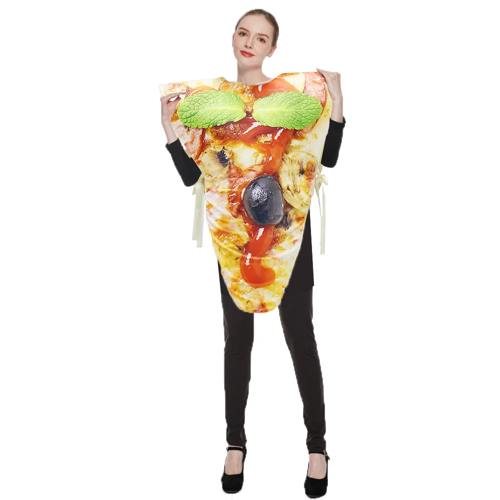 

Zawaland Cosplay Pizza Costume Adult Delicious Food Party Performance Costume Halloween Realistic Printing Funny Clothing