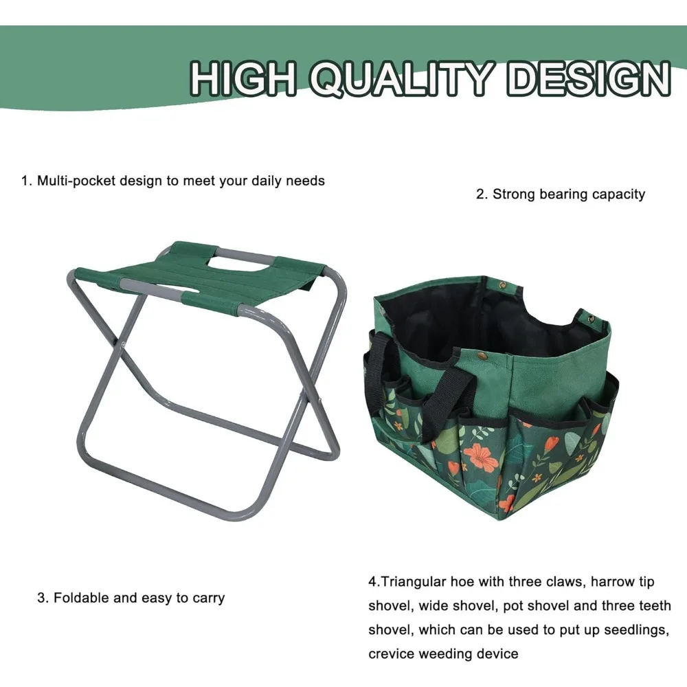 Taburete de jardín plegable con bolsa de mano desmontable, asiento multifuncional para jardinería, Camping, pesca, actividades al aire libre