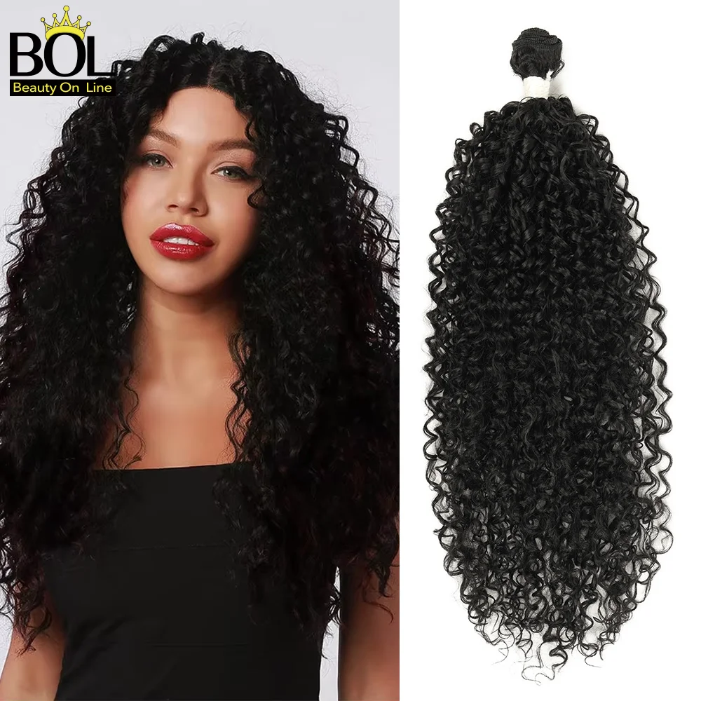 

BOL 3PC Synthetic Loose Wave Curly Hair Extensions 150gLong Curly Organic Hair Bundles Fiber Black Hair for Women Heat Resistant