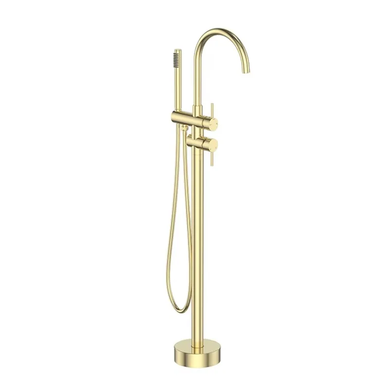 Bateria wannowa stojąca, jednouchwytowa, czarna, z obrotową wylewką 360 stopni i zestawem słuchawki prysznicowej z ABS.