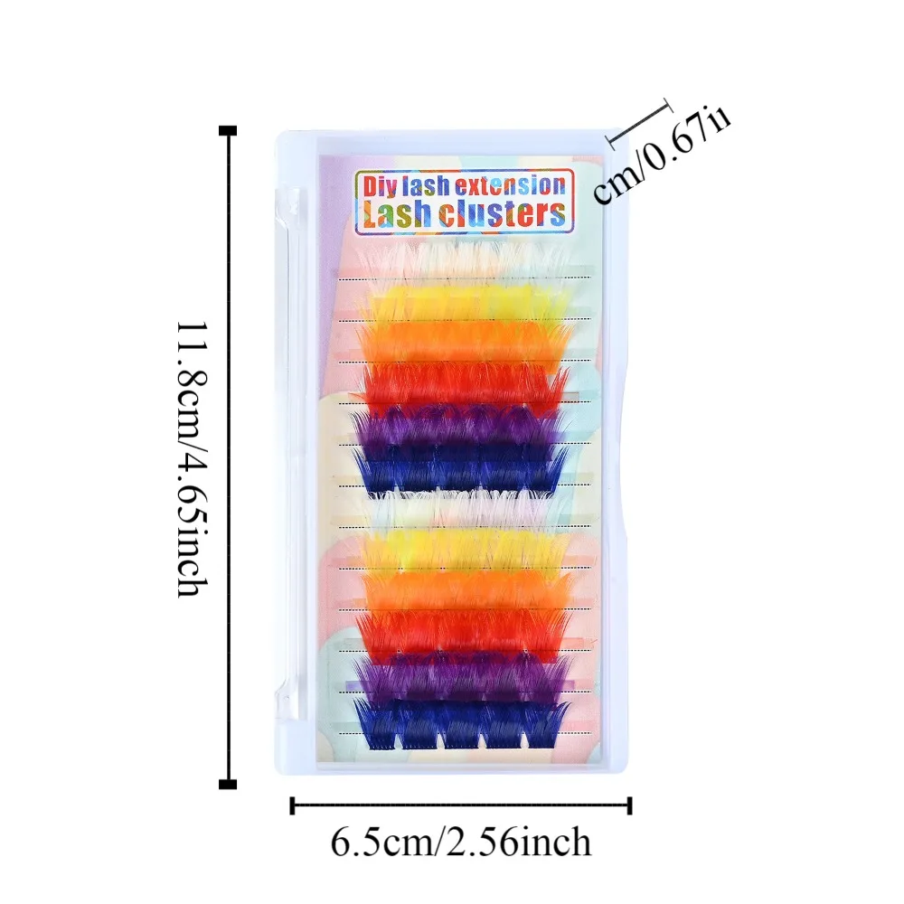 60pcs Mix Color Wispy Spikes Manga Lashes Curl Skin-Friendly Individual False Eyelashes Make Up Soft DIY Cluster Lashes Women