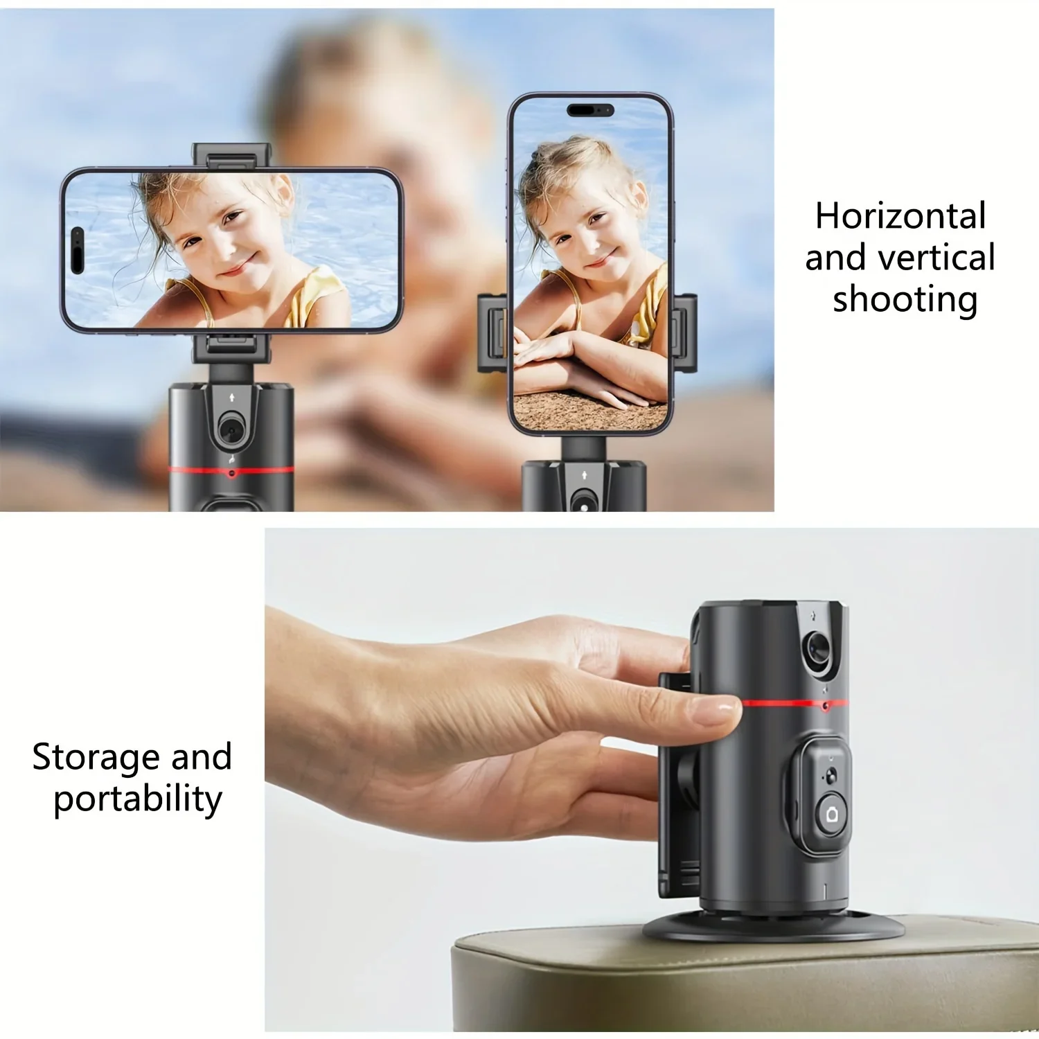 New P02 Auto Face Tracking Tripod Auto Tracking Phone Holder Horizontal and Vertical Screen Switching 360° Rotating Phone Holder