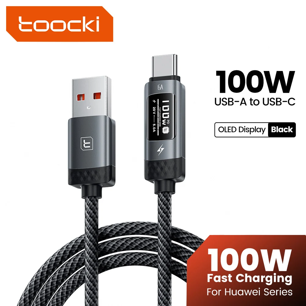 

Toocki TX111A2 6A USB A to USB C Cable Digital Display 100W Phone Charger Fast Charging Type C Wire for Huawei Honor iPhone17 16