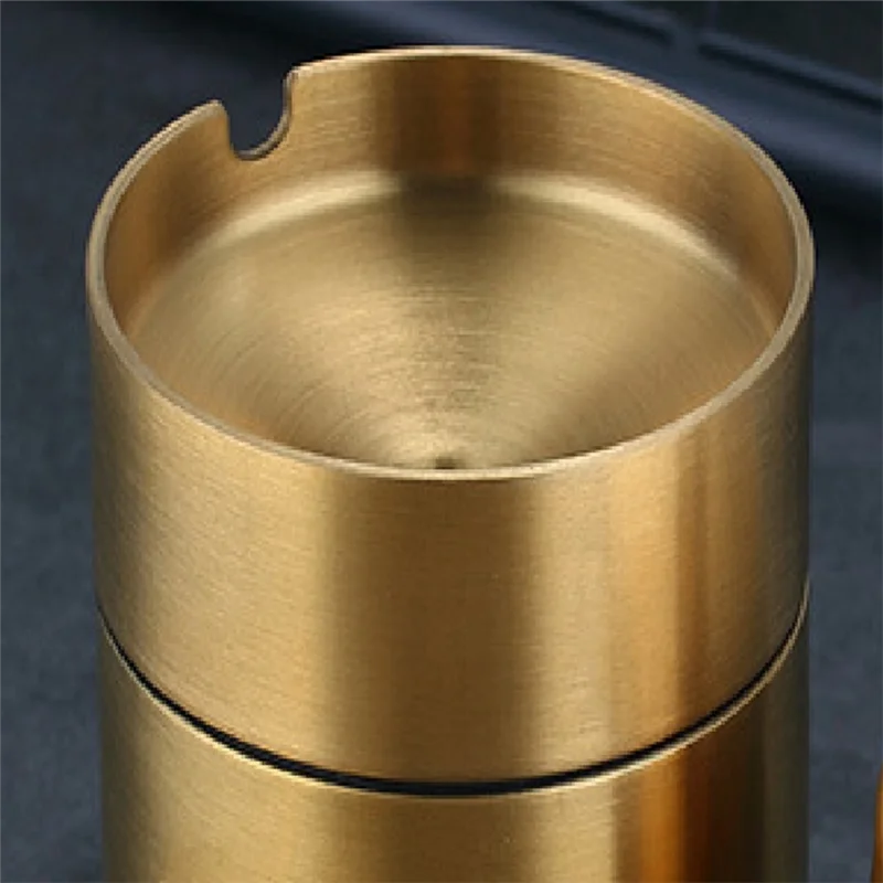 

T19C Windproof Ashtray Car Ashtray Auto Vehicle Ashtray Holder Decor Reusable Durable Easy To Use Gold 9.4X7cm