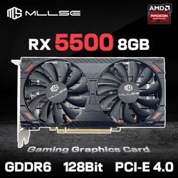 Mllse-デスクトップグラフィックスカード,rx 5500, 8GB,ビデオゲーム,7nm,128ビット,gddr6,8ピン,pci express 4.0x8, 1717mhz,dp 2