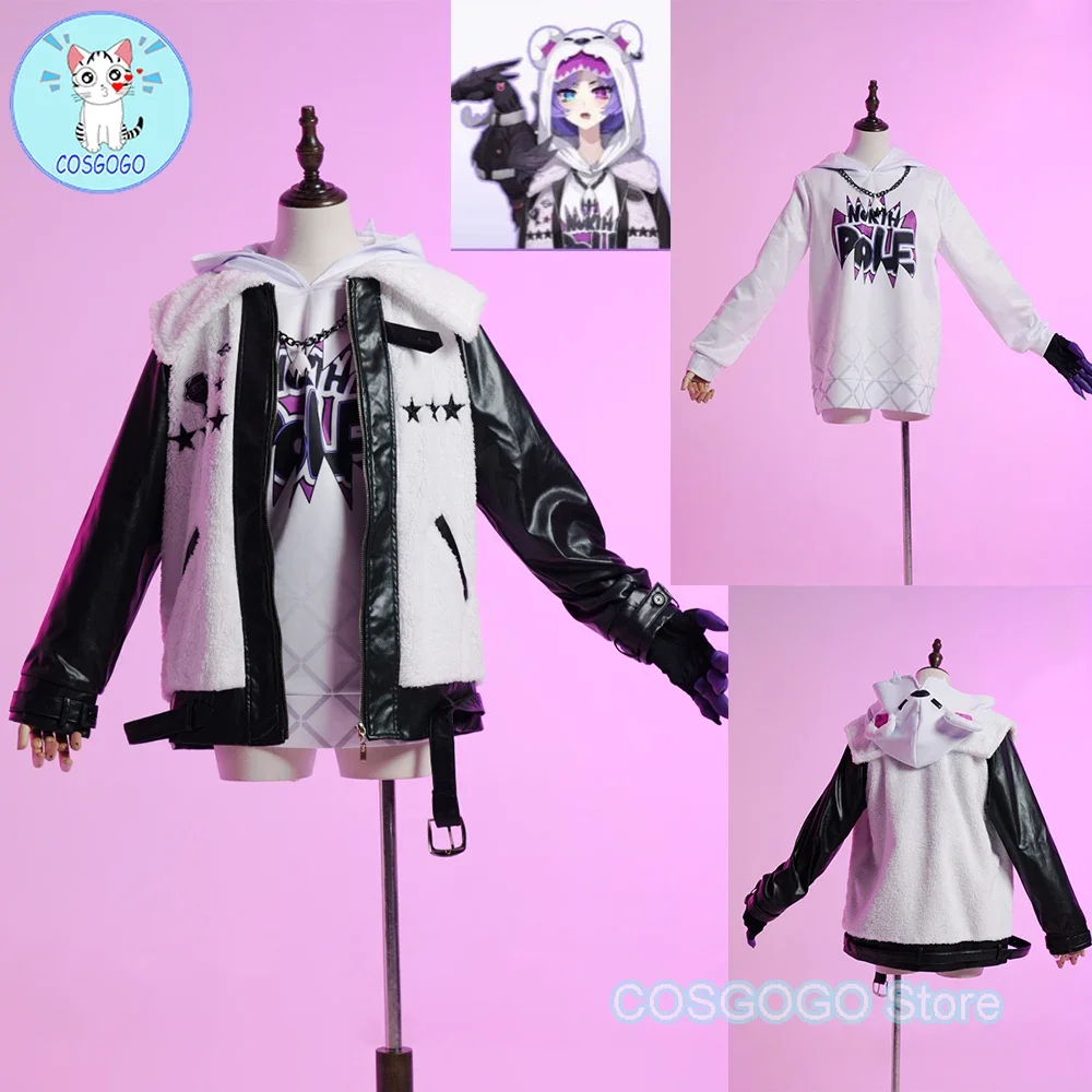 VTuber Selen Tatsuki Cosplay Costume Anime Fashion Nifty Daily Outfit Sherpa Leather Coat Halloween Party Role Play Clothing