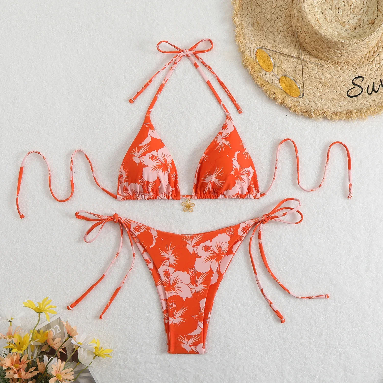 

2025 Print Sexy Split Swimsuit Women's Beach Vacation Swimsuit Bikini