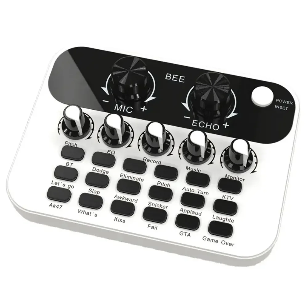 

Live Sound Card V8 English Mini Audio Interface Podcast Mixer Suitable For PC Computer Phone Broadcast Recording Effects New