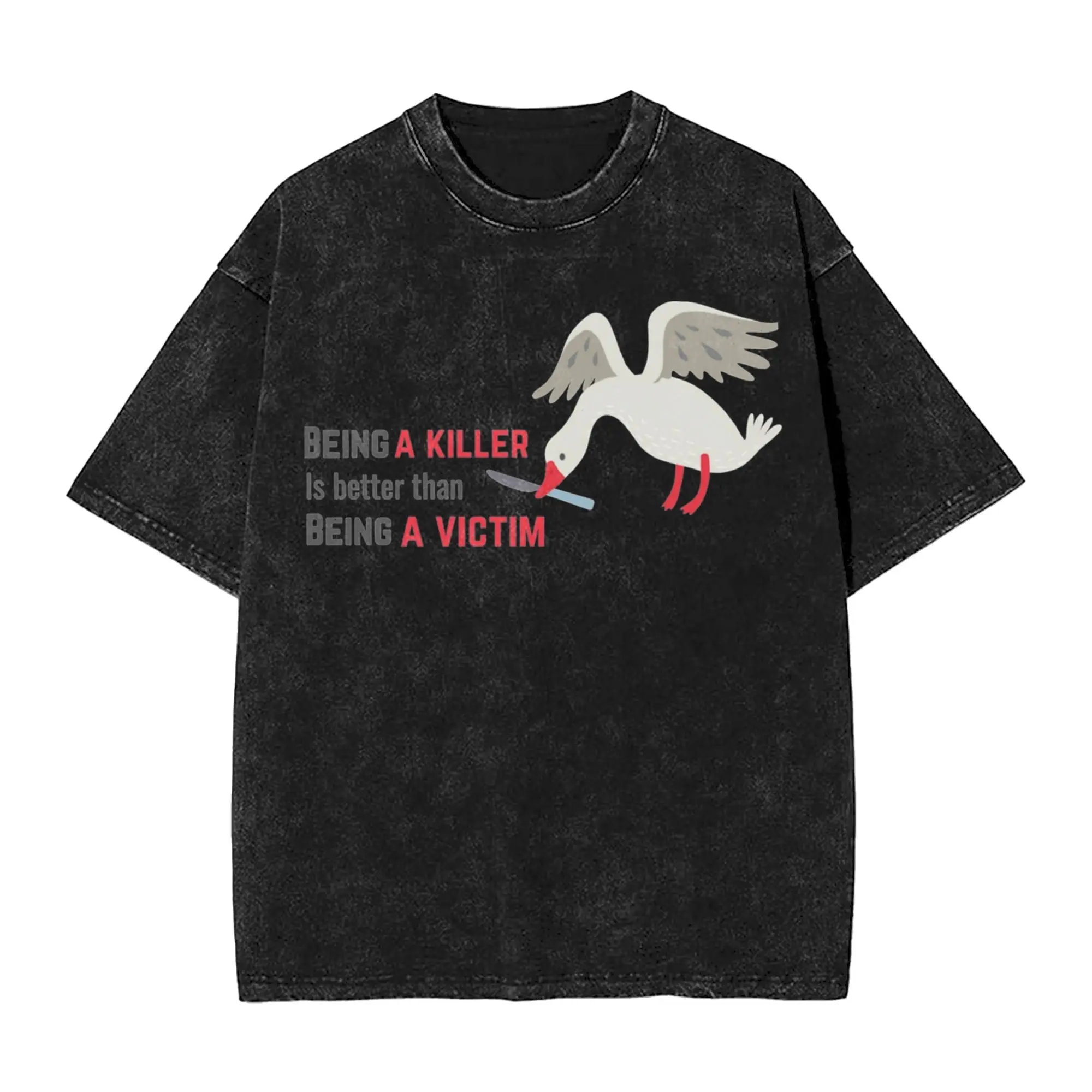 Knife Goose  Untitled Game T Shirts Hip Hop Washed Short Sleeve Oversize T-Shirt Vintage for Men Women Tops Streetwear Tees