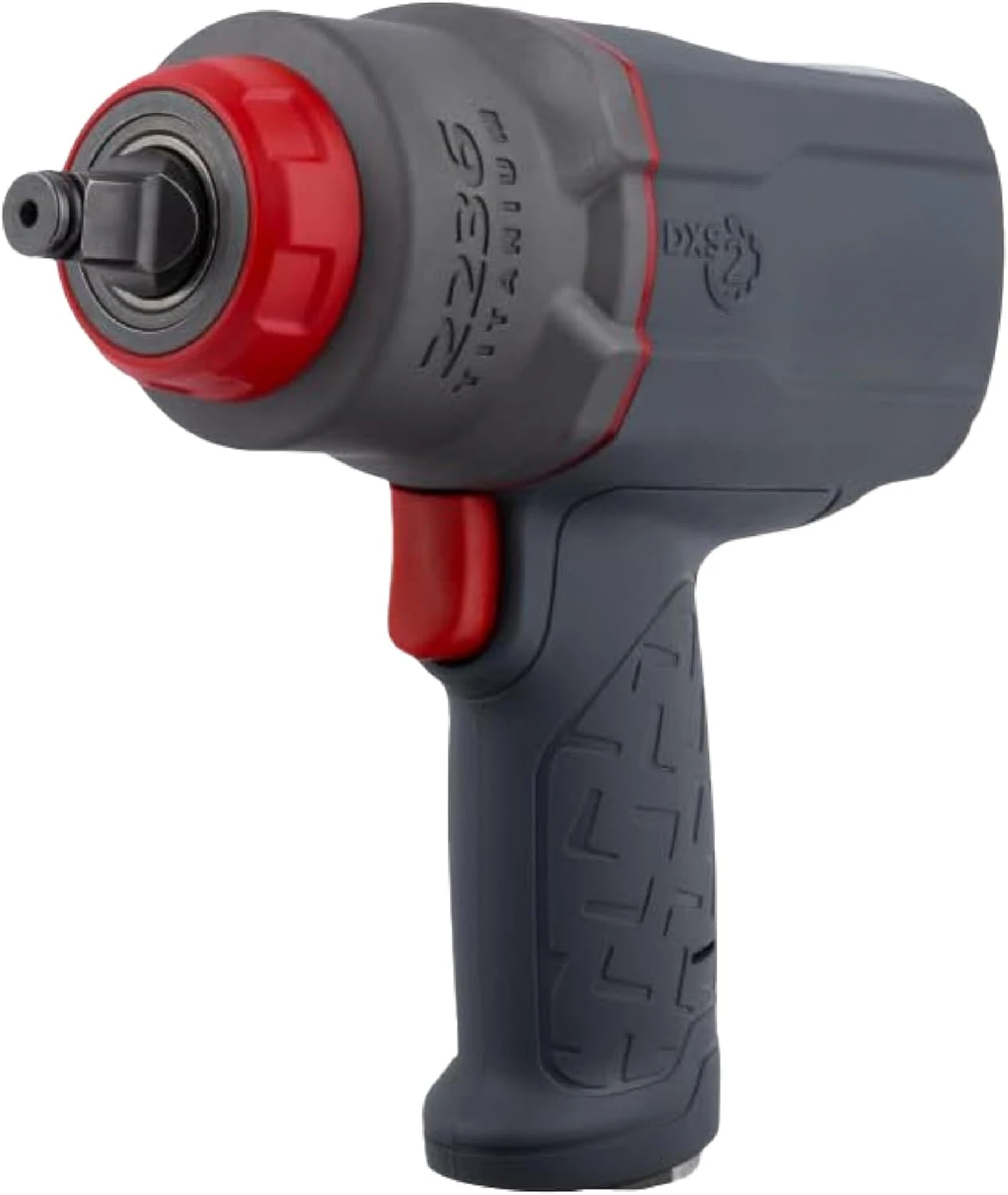 

1/2" Air Impact Wrench, Quiet, 1500 ft-lb Torque, Titanium Hammercase, Friction Ring Retainer, Pistol, Interchangeable Anvil