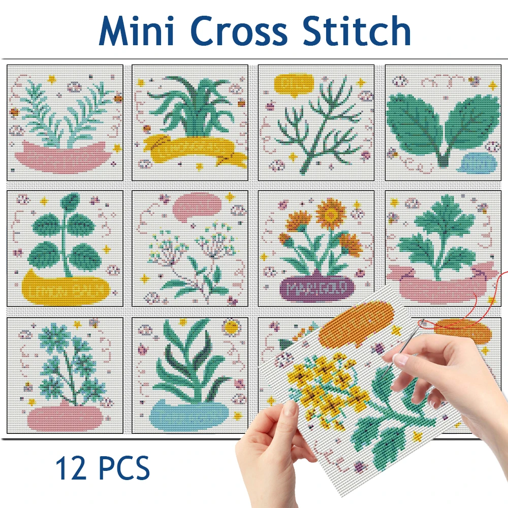 Art Craft Flower - Evershine Mini Stickerei-Set mit 12 Blumen-