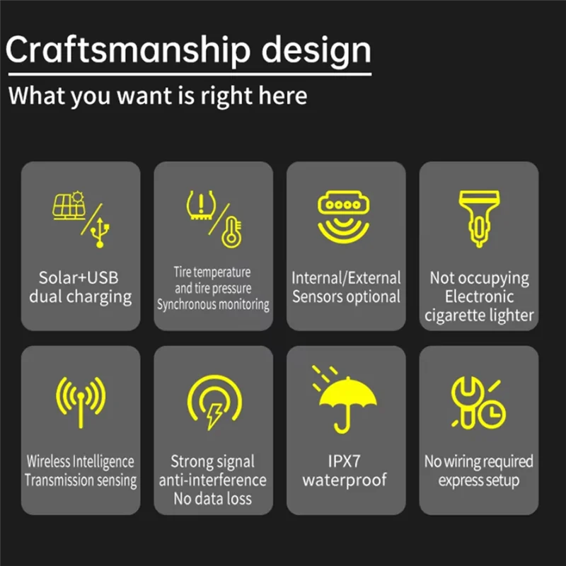 車の外部タイヤ空気圧センサー太陽光発電 TPMS タイヤ空気圧監視システムタイヤ警報デジタルディスプレイ