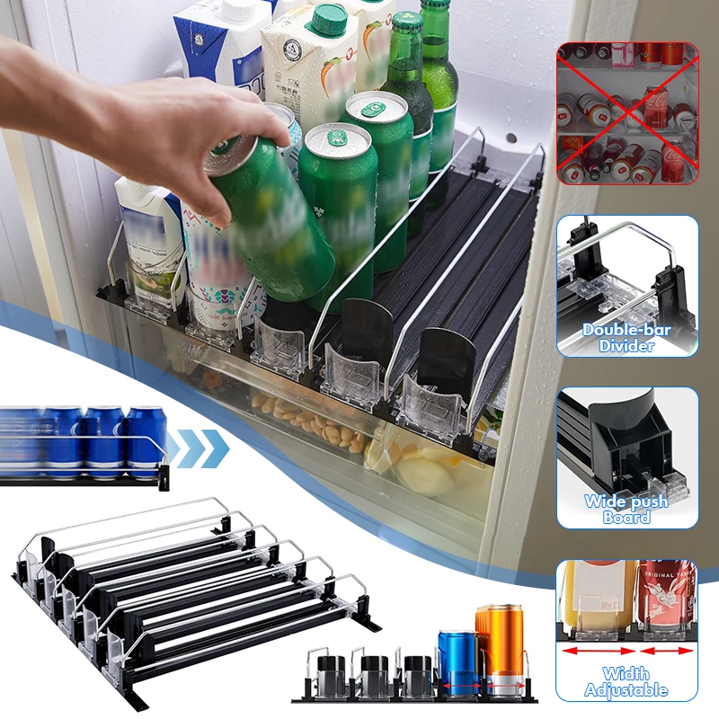 3PCS/5PCS One Set Canned Beverage Push Rack Drink Organizer Dispenser Refrigerator Beverage Storage Box Soda Water Dispenser