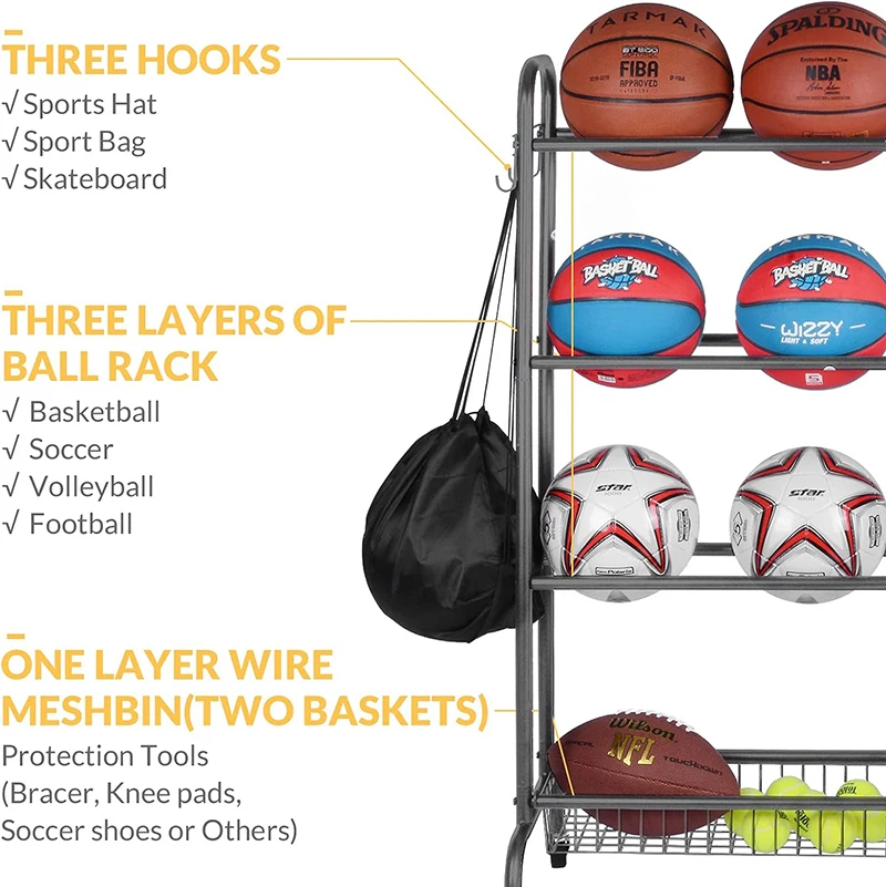 ชั้นวางอุปกรณ์กีฬาสแตนเลสขายดี ชั้นวางเก็บลูกบาสเก็ตบอล ชั้นวางเก็บลูกฟุตบอล ชั้นวางเก็บลูกบอล