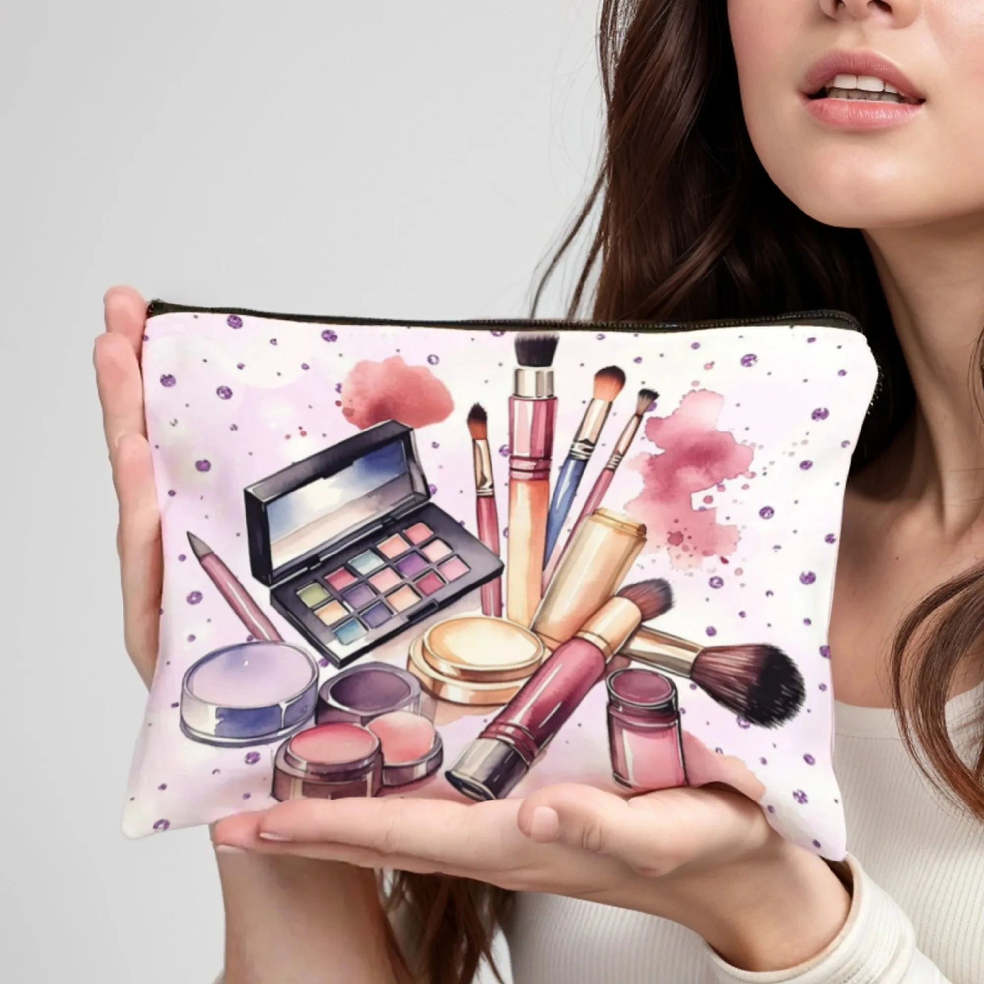 Exquisite Beauty Makeup Bag Portable Zipper Travel Makeup Organizer Storage Bag Pen Brush Lipstick Bag Girl's Birthday