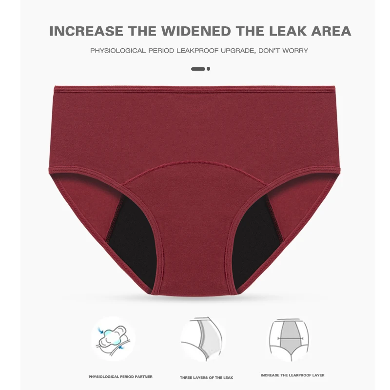 3pcs Women Menstrual Period Underpants Ladies Cotton Postpartum Absorbent Leak Proof Panties European Size XS-5XL