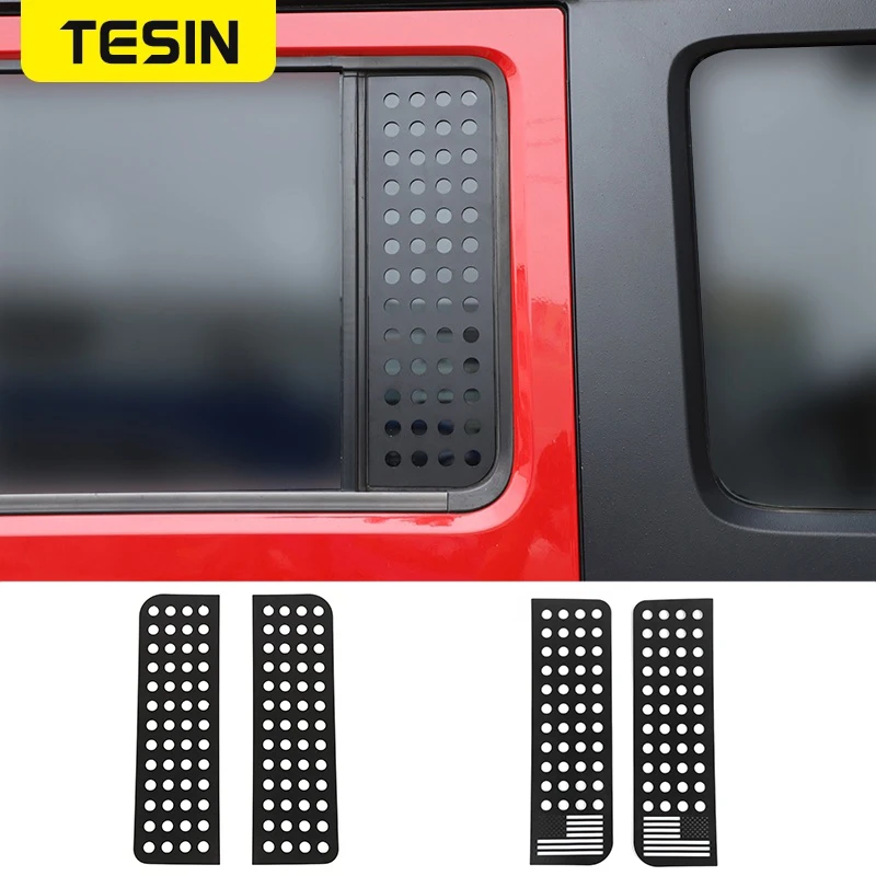 TESIN Car Rear Door Triangular Window Glass Panel Decoration Cover for Jeep Wrangler JK 2007-2017 4 Doors Exterior Accessories