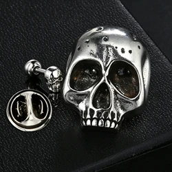 1pc Punk Gothic Style Skull Head Brooch For Men Backpack Badge Ghost Head Clothing Bag Pins Fashion Women Halloween Gift OHX001