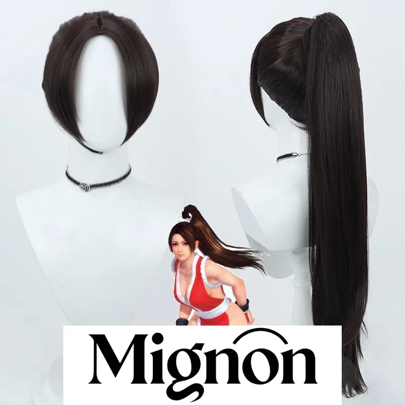 

Король бойцов Destiny Mai Shiranui парик для косплея темно-коричневый съемный хвост подарок на Хэллоуин