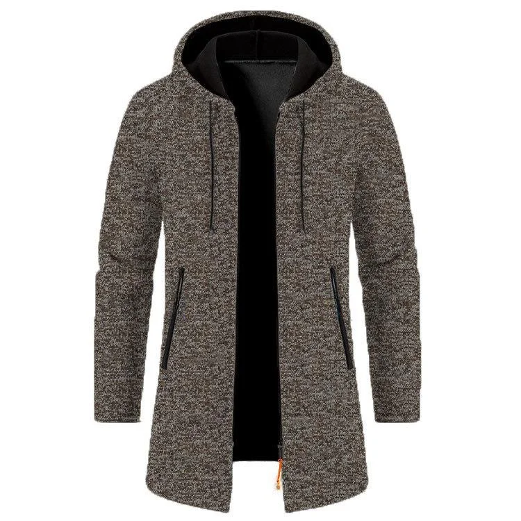 

Men's Hooded Velvet Sweatirt Medium to Long Thin Polyester Fiber Breathable Casual Long Sve Cardigan for Young Men