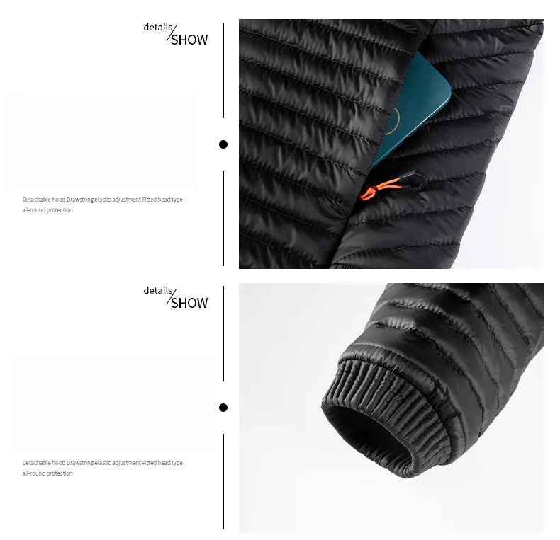 Autumn Winter New Jacket Man Outdoor Camping Coat Ultralight Hiking Jackets Stand-up Collar Casual Waistcoat Brand Clothing