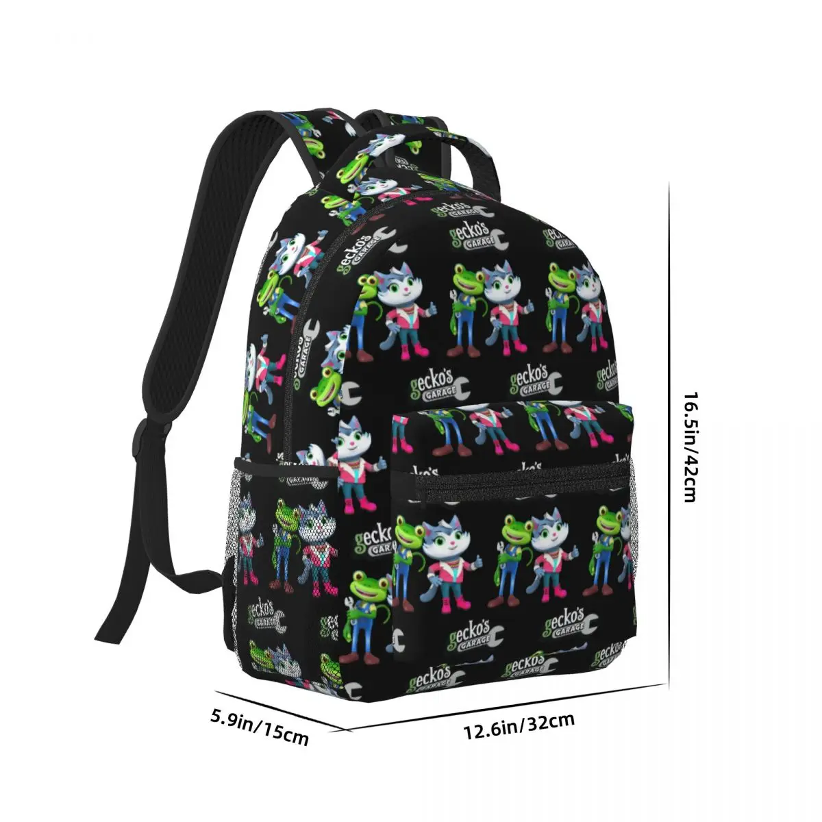 Geckos Garage Fixing Trucks Vehicles Backpacks Boys Girls Bookbag Students School Bags Portability Travel Rucksack Shoulder Bag