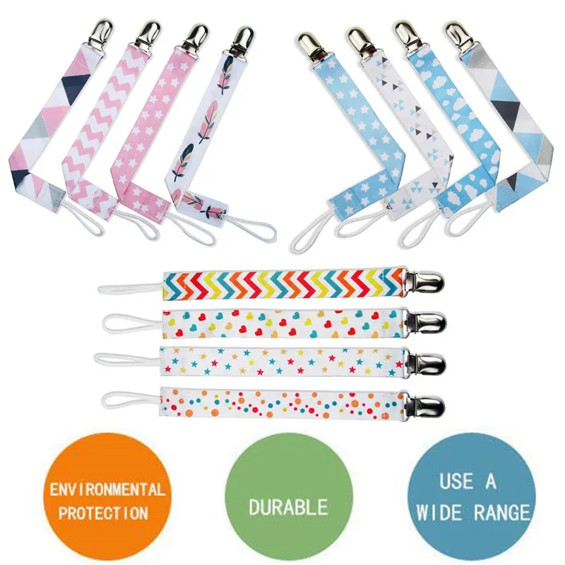 1 Pack Baby Pacifier Clip Chain Ribbon Holder Pacifier 4 Pcs Soother Clips Leash Belt Nipple Holder For Infant Feeding