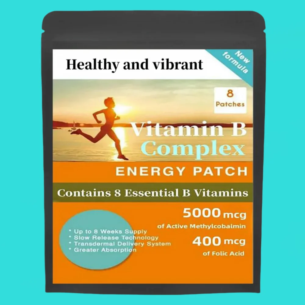 Vitamin B Complex Patches 8 Week Supply, Contains All 8 B Vitamins In Vitamins B1, B2, B3, B5, B6, B12, Biotin & Folic Acid